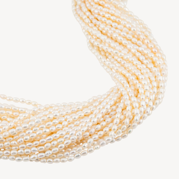 Perle Di Fiume Microperle Chicco Di Riso 3,2-3,6mm AAA Bianco