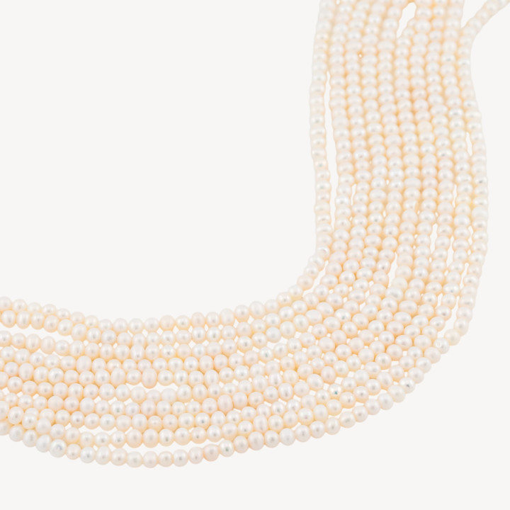 Perle Di Fiume Tonde 3,2-3,6mm AAA Bianco