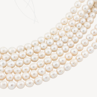 Perle Di Fiume Tonde 7-8mm A+ Rigato E Goccina Bianco