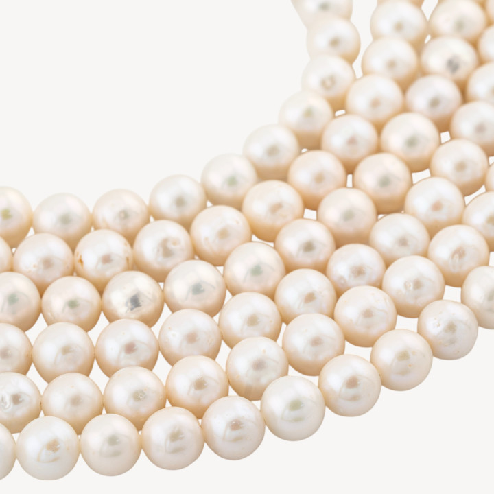 Perle Di Fiume Tonde 7,0-8,0mm AA+ Bianco