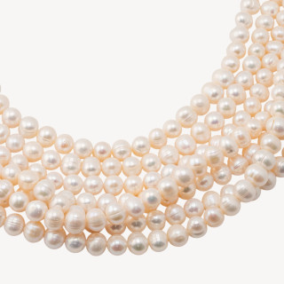 Perle di Fiume Tondo 8-9mm Semiround Rigato Bianco