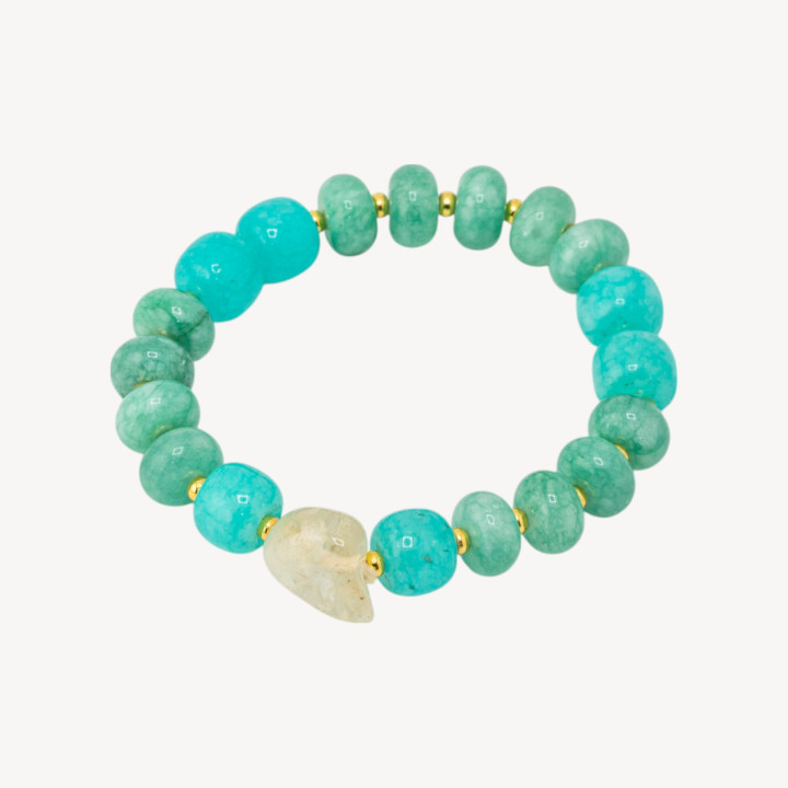 Bracciale Elastico con Pietre Rondelle 10mm E Sasso Burattato Con ematite MOD2722