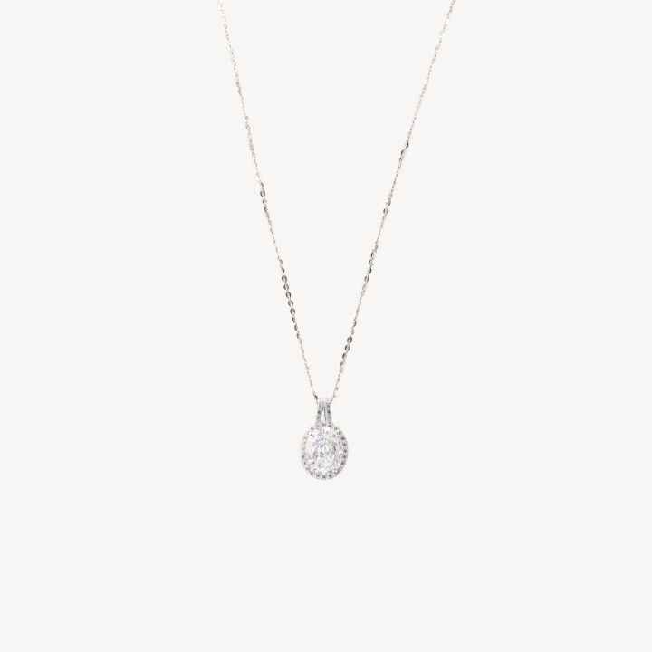 Collana Con Pendente In Argento Con Corindone MOD1512 Bianco