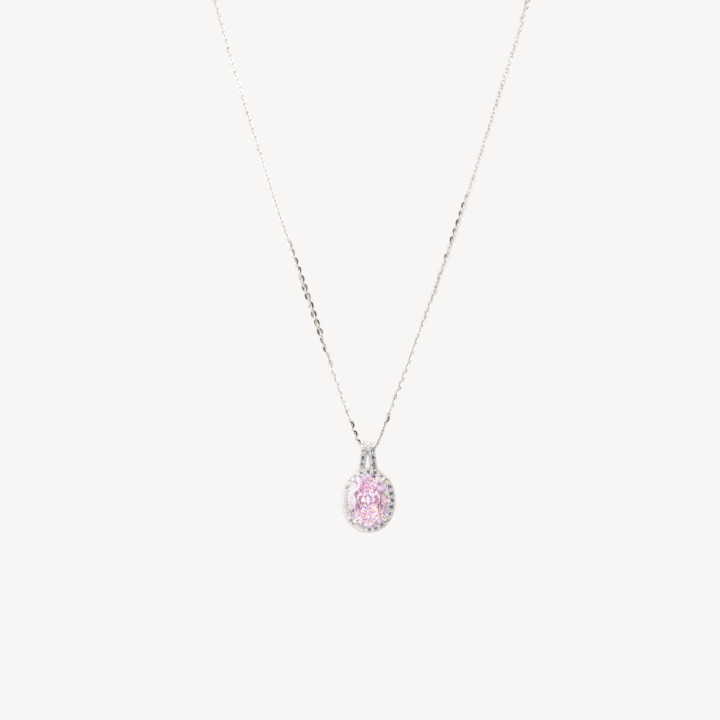 Collana Con Pendente In Argento Con Corindone MOD1512 Rosa