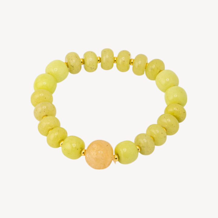 Bracciale Elastico con Pietre Rondelle 10mm E Sasso Burattato Con ematite MOD2722