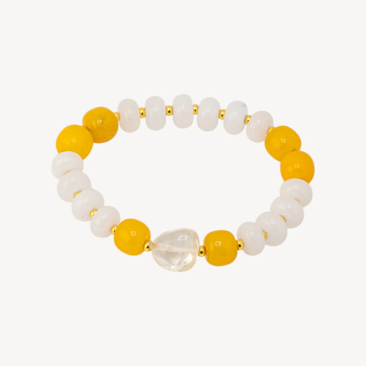 Bracciale Elastico con Pietre Rondelle 10mm E Sasso Burattato Con ematite MOD2722