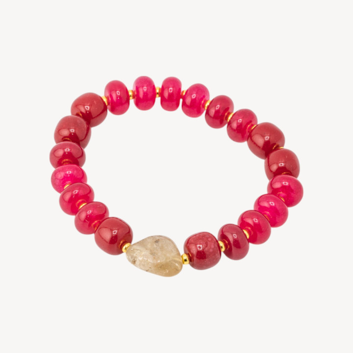 Bracciale Elastico con Pietre Rondelle 10mm E Sasso Burattato Con ematite MOD2722