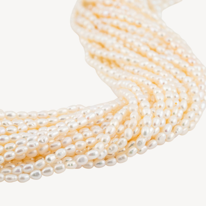 Perle Di Fiume Microperle Chicco Di Riso 3,2-3,6mm AAA Bianco