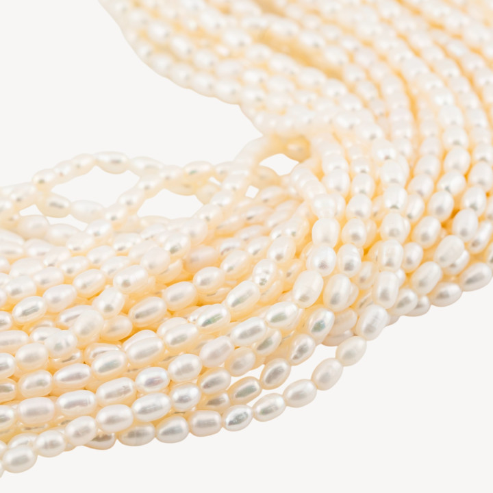 Perle Di Fiume Microperle Chicco Di Riso 3,5-4mm AAA Bianco