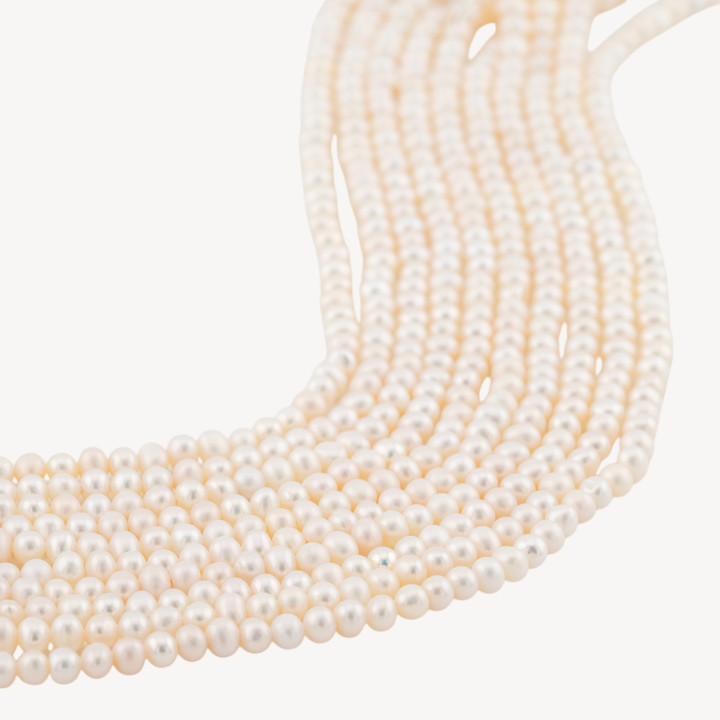 Perle Di Fiume Tondo 3,2-3,6mm AAA Bianco