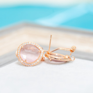 Base Pour Clous D'oreilles Fermés En Laiton Avec Cristaux Zircon Gouttes 5 Paires Poudre D'or Rose