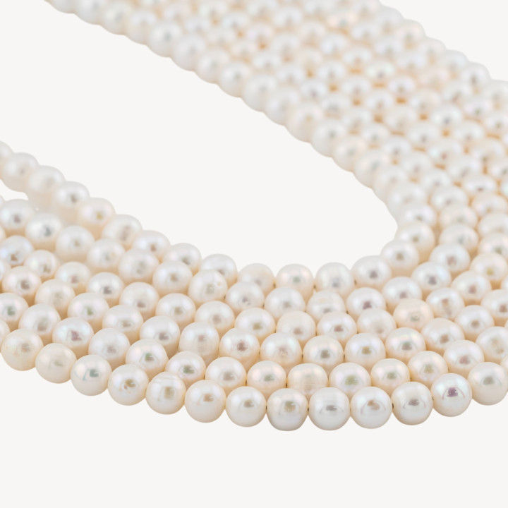 Perle Di Fiume Tonde Semiround 5,5-6mm A+ Bianco