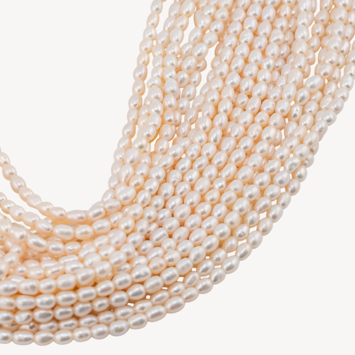 Perle Di Fiume Microperle Chicco Di Riso 3,0-3,5mm AAA Bianco