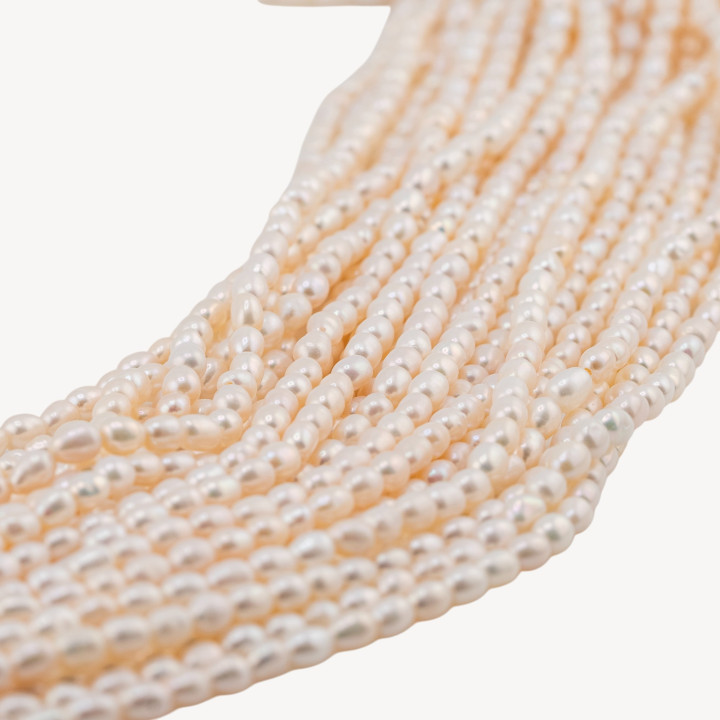 Perle Di Fiume Microperle Chicco Di Riso 3,0-3,5mm AAA Bianco