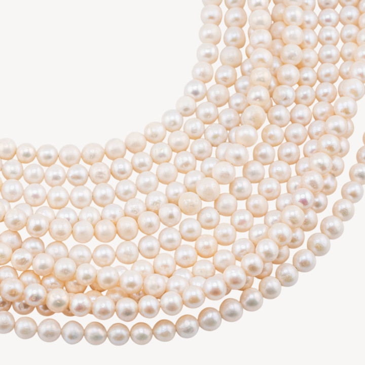 Perle Di Fiume Semiround 5,5-6,0mm A Bianco