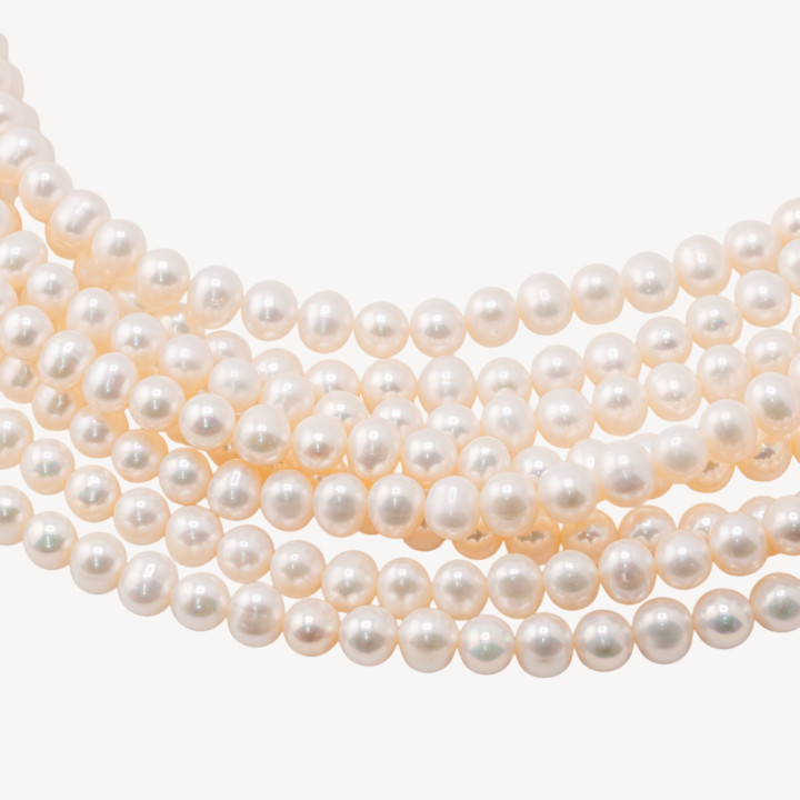 Perle Di Fiume Tonde Semiround 7,5-8mm AA+ Bianco