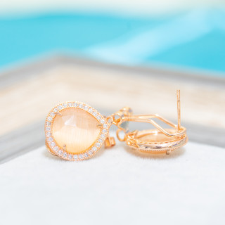 Base Pour Clous D'oreilles Fermés En Laiton Avec Cristaux Zircon Gouttes 5 Paires Or Rose Pêche