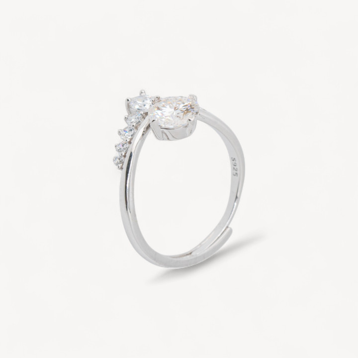 Anello In Argento Con Moissanite MOD1442 Rodiato