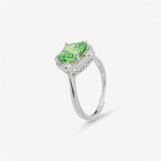 Anello In Argento 925 Con Corindone MOD1503 Rodiato Verde