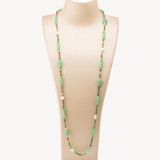 Collana Bijoux con Pietre Dure e Perle di Fiume 85cm MOD.2707 Avventurina