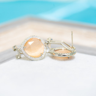 Base Pour Clous D'oreilles Fermés En Laiton Avec Cristaux Zircon Drop 5 Paires Rhodium Pêche