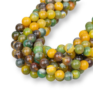 Agata Verde Sfumato Giallo Striata Tondo Liscio  8mm