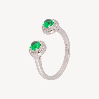 Anello Gioiello In Argento 925 Con Zirconi e Doppio Punto Luce Liscio Misura Regolabile MOD97591 Rodiato