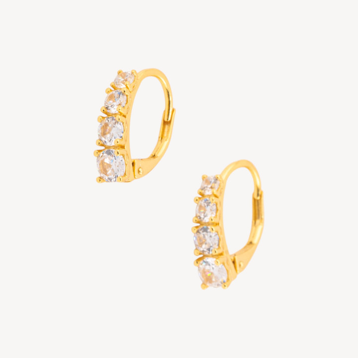 Base Per Orecchini Di Argento 925 Con Monachella Chiusa e Zirconi 13x15,5mm 2 Paia Dorato