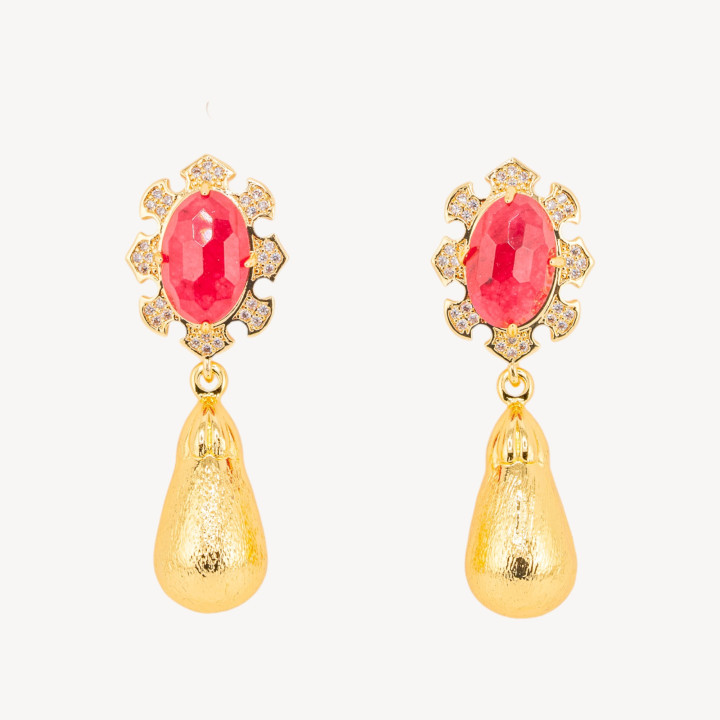 Orecchini Bijoux In Bronzo Con Pietre Dure Incastonate E Gocce Dorate