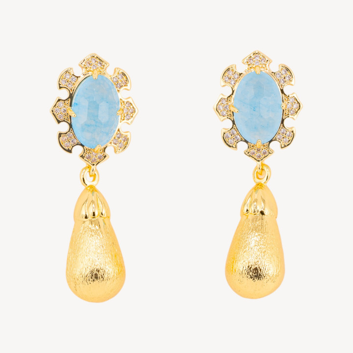 Orecchini Bijoux In Bronzo Con Pietre Dure Incastonate E Gocce Dorate