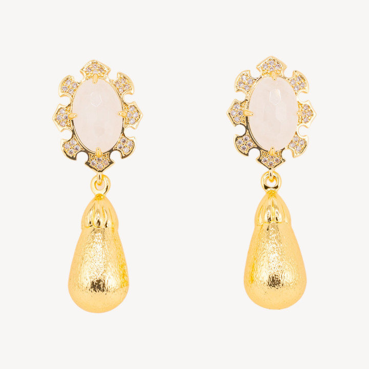 Orecchini Bijoux In Bronzo Con Pietre Dure Incastonate E Gocce Dorate