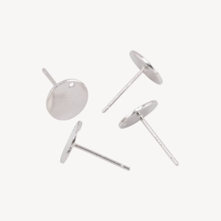 Base Per Orecchini In Argento 925 Perno Flat 8mm 3 Paia Rodiato (Stoppino Non Incluso)