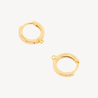 Base Per Orecchini Perno Chiuso Di Argento 925 Cerchietto Liscio 13,5x2mm 3 Paia Dorato