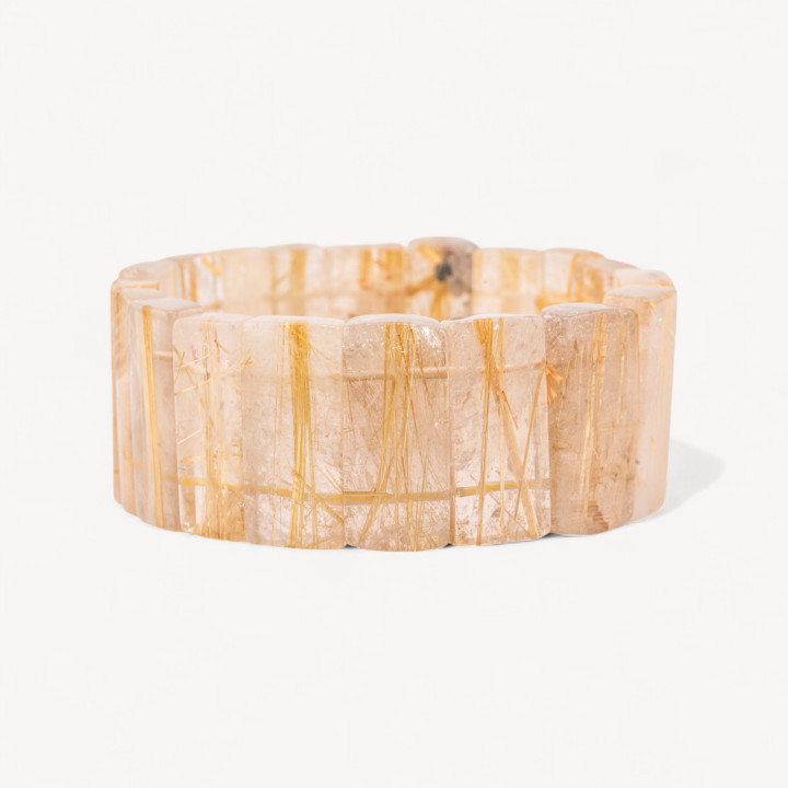 Bracciale Elastico Di Quarzo Rutilato Naturale 30mm