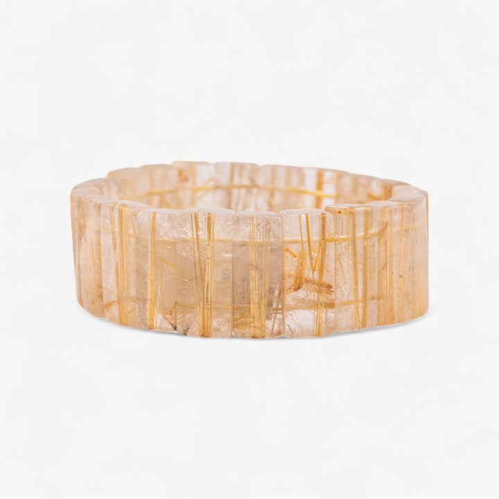 Bracciale Elastico Di Quarzo Rutilato Naturale 25,5mm