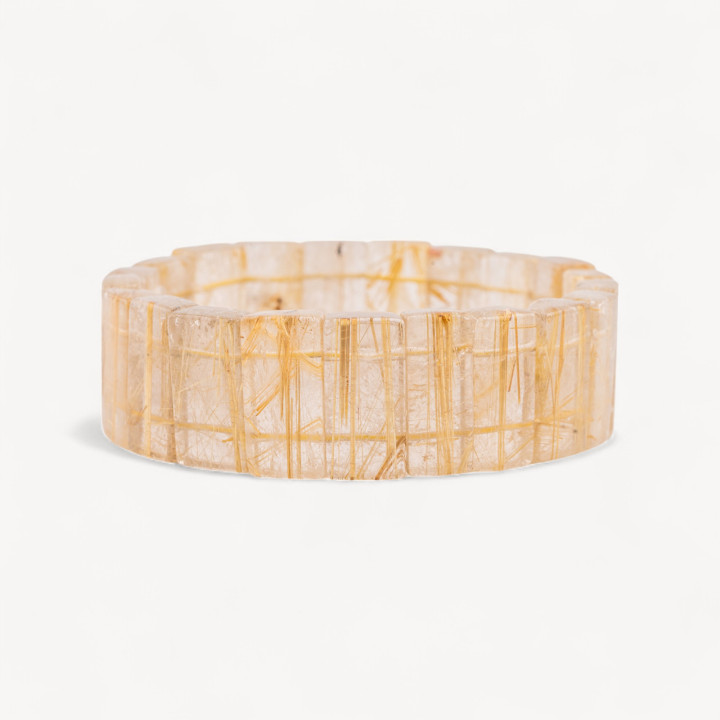 Bracciale Elastico Di Quarzo Rutilato Naturale 23mm