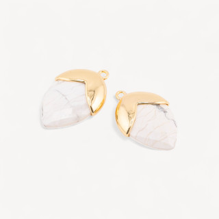 Pendente Componente Di Pietre Dure Incastonate Con Bronzo Ghianda 1 Anellino 18x28mm 4pz Dorato Aulite