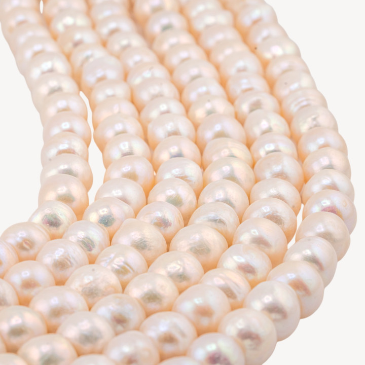 Perle di Fiume Cipolline Rondelle 11-12mm Bianche