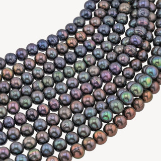 Perle di Fiume Tonde 9-10mm Nere Peacock
