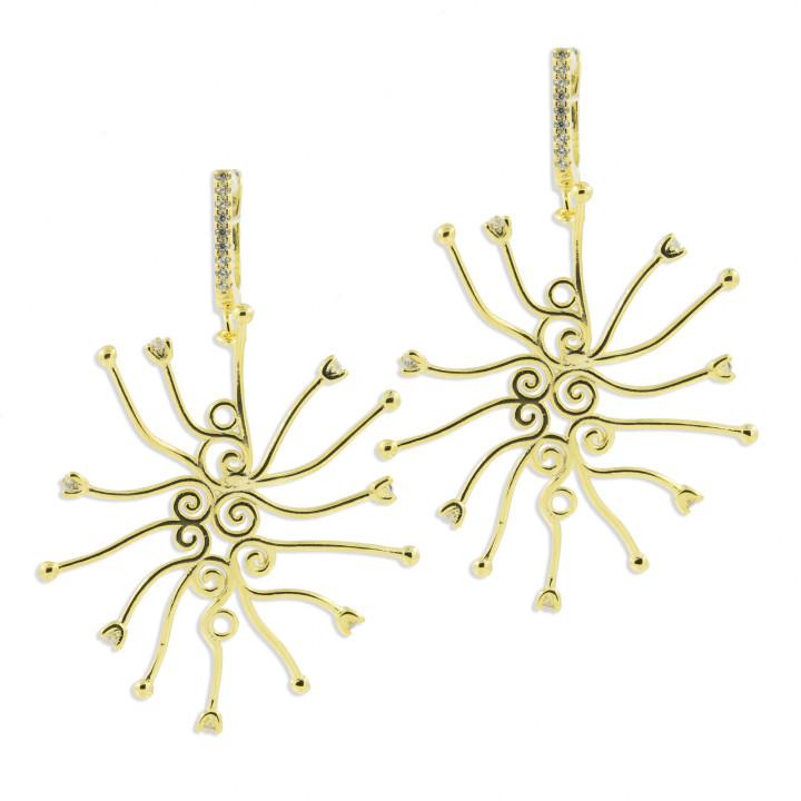 Base Per Orecchini Di Argento 925 A Perno Con Rami Per Incastonare 34x48mm 1 Coppia Dorato Bianco