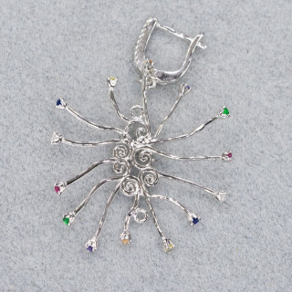 Base Per Orecchini Di Argento 925 A Perno Con Rami Per Incastonare 34x48mm 1 Coppia Rodiato Multicolor