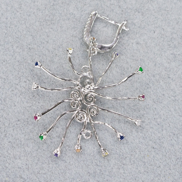 Boucles D'oreilles Tiges Argent Massif 925 Base Branches À Sertir 34x48mm 1 Paire Rhodié Multicolore