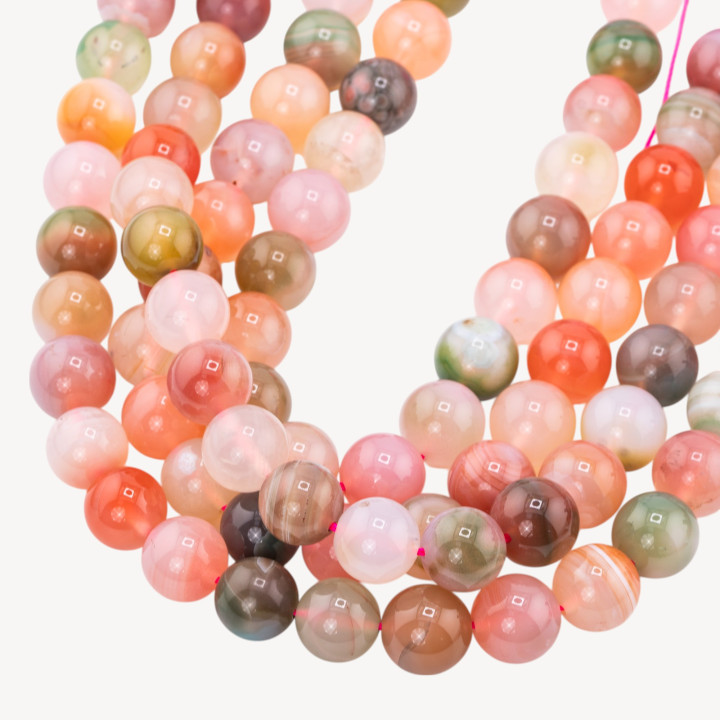 Agata Mix Floreale Tondo Liscio 12mm