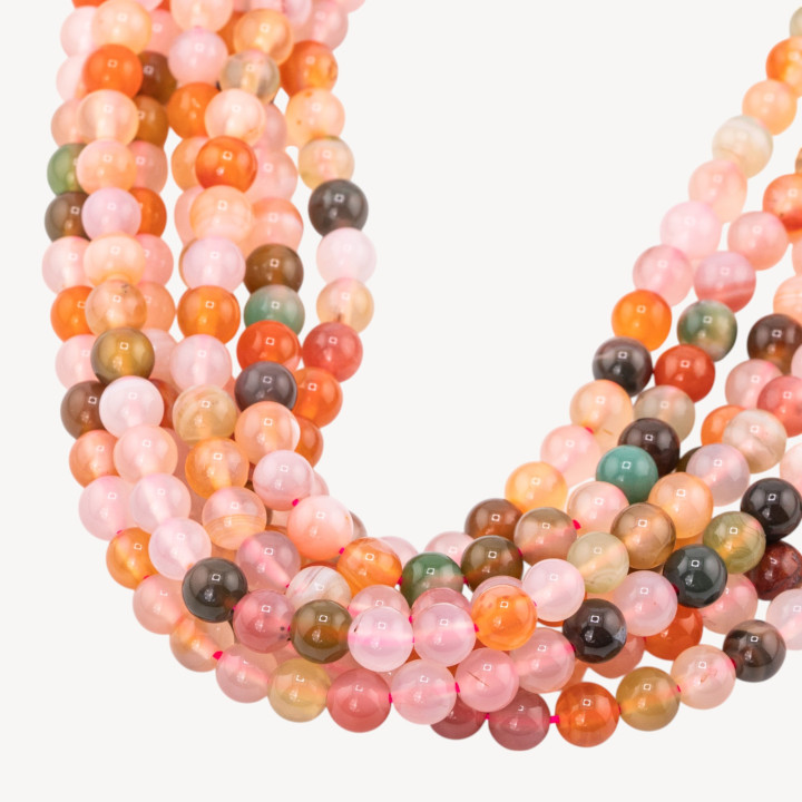 Agata Mix Floreale Tondo Liscio 6mm