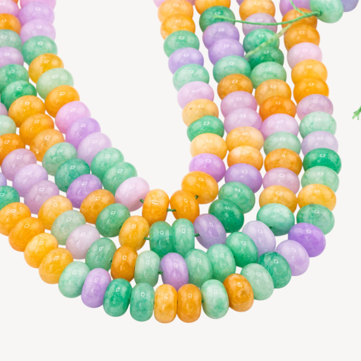 Giada Mix Color Crisoprasio Lavanda Gialla Rondelle Lisce 10x6mm