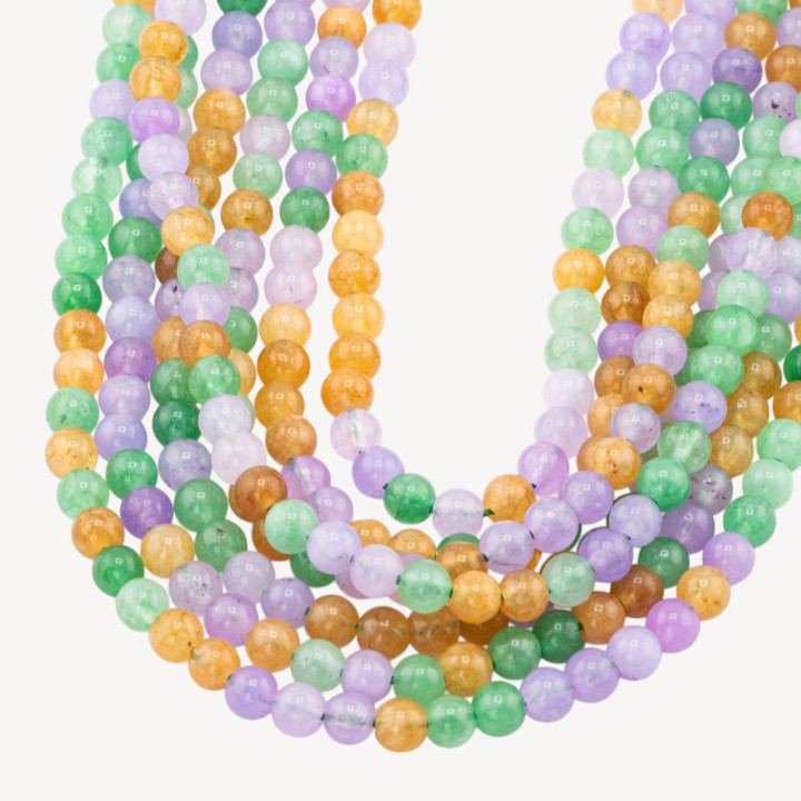 Giada Mix Color Crisoprasio Lavanda Gialla Tondo Liscio 4mm