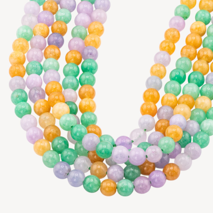 Giada Mix Color Crisoprasio Lavanda Gialla Tondo Liscio 6mm