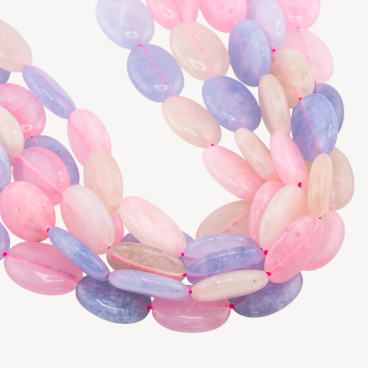 Giada Ovale Piatto Liscio 13x18mm Berillo Multicolor