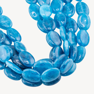 Giada Ovale Piatto Liscio 13x18mm Blu