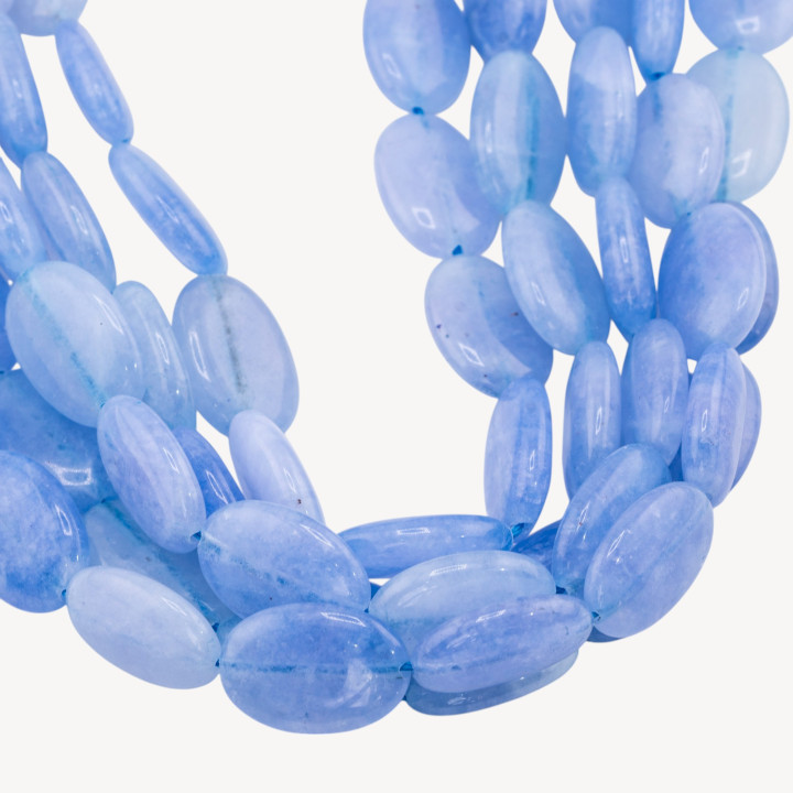 Giada Ovale Piatto Liscio 13x18mm Blu Ghiaccio